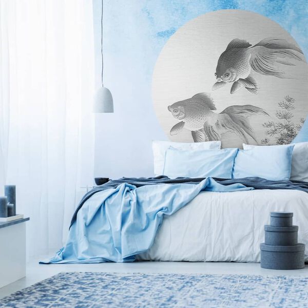 WallArt Papier peint cercle Two Goldfish 142,5 cm