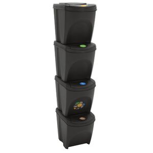 vidaXL Poubelles &agrave; ordures empilables 4 pcs Gris 100 L Polypropyl&egrave;ne