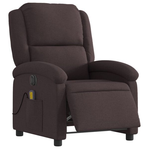 vidaXL Fauteuil de massage inclinable &eacute;lectrique Marron fonc&eacute; Tissu