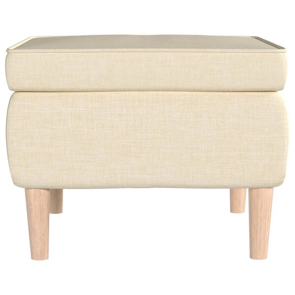vidaXL Tabouret avec pieds en bois Crème Tissu