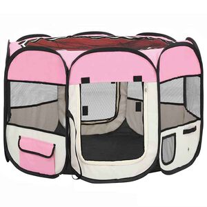 vidaXL Parc pour chiens pliable avec sac de transport Rose 90x90x58 cm