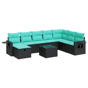 vidaXL Salon de jardin 8 pcs avec coussins noir r&eacute;sine tress&eacute;e