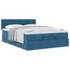 vidaXL Cadre de lit ottoman avec matelas bleu fonc&eacute; 140x200 cm velours