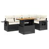 vidaXL Salon de jardin 6 pcs avec coussins noir r&eacute;sine tress&eacute;e