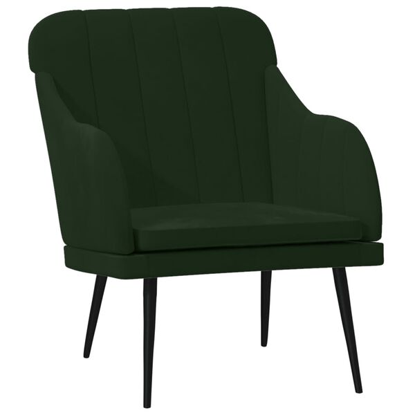 vidaXL Fauteuil Vert fonc&eacute; 63x76x80 cm Velours