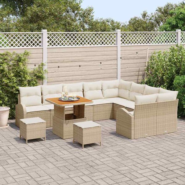 vidaXL Ensemble de canap&eacute; de jardin 12 pcs Beige polyrotin
