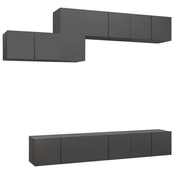 vidaXL Ensemble de meuble TV 7 pcs Gris Bois d&rsquo;ing&eacute;nierie