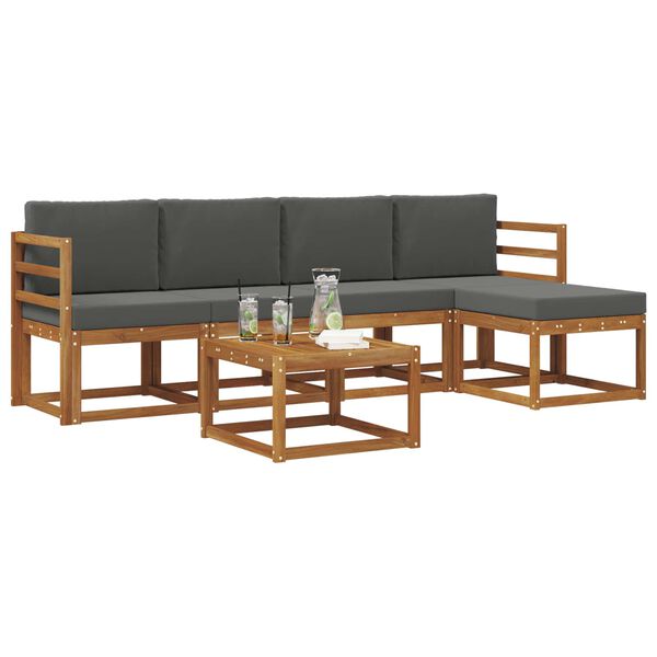 vidaXL Ensemble de canap&eacute;s d'ext&eacute;rieur 6 pcs Naturel et Anthracite