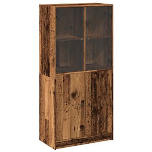 vidaXL Buffet haut avec portes vieux bois 68x37x142 cm bois ing&eacute;nierie