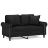 vidaXL Canap&eacute; 2 places avec oreillers d&eacute;coratifs noir 120cm similicuir