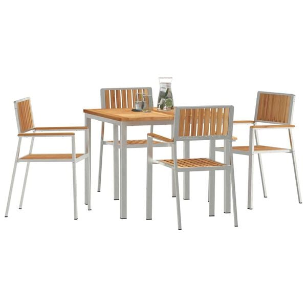 vidaXL Ensemble de repas ext&eacute;rieur 5 pcs Marron Bois de teck massif