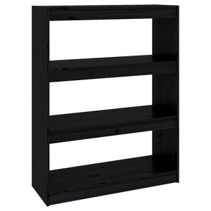 vidaXL Biblioth&egrave;que/S&eacute;parateur de pi&egrave;ce Noir 80x30x103,5 cm Pin massif