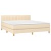 vidaXL Sommier &agrave; lattes de lit avec matelas Cr&egrave;me 180x200 cm Tissu