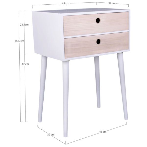 House Nordic Table de chevet Annelies Blanc et naturel