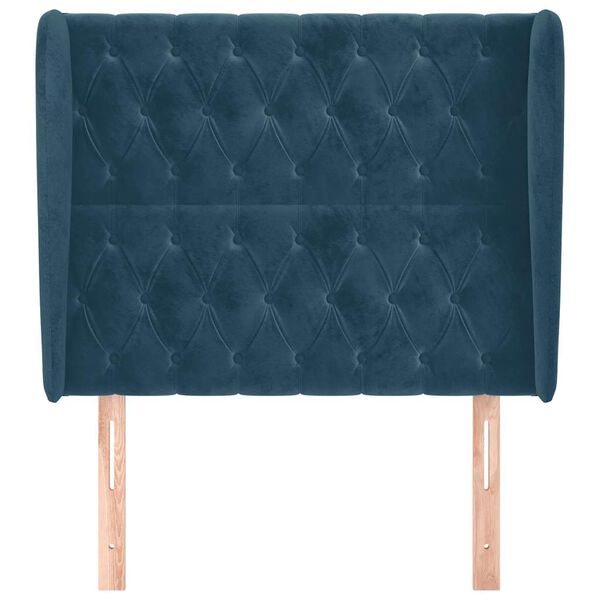 vidaXL T&ecirc;te de lit avec oreilles Bleu fonc&eacute; 103x23x118/128 cm Velours