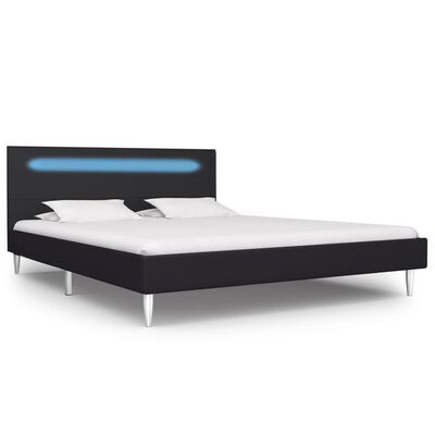 vidaXL Cadre de lit avec LED Noir Tissu 140 x 200 cm