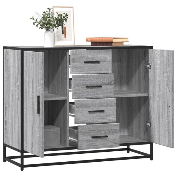 vidaXL Buffet sonoma gris 92x35x76 cm bois d'ingénierie