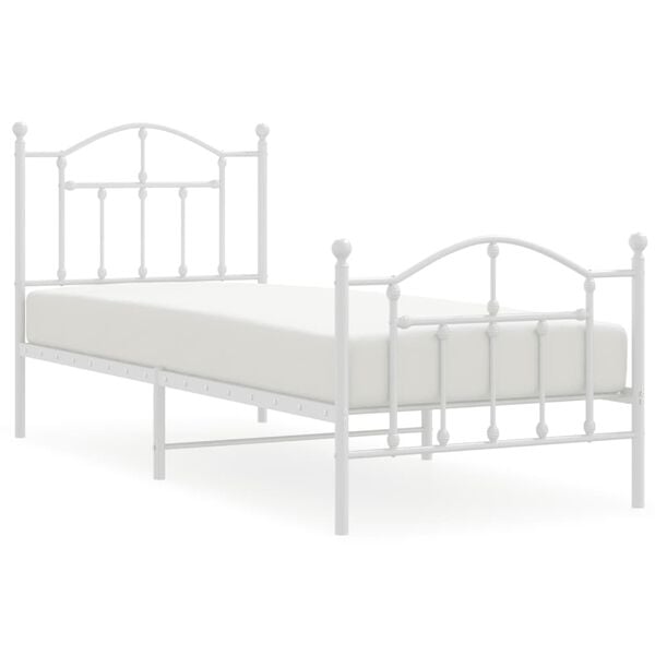 vidaXL Cadre de lit m&eacute;tal sans matelas avec pied de lit blanc 80x200cm