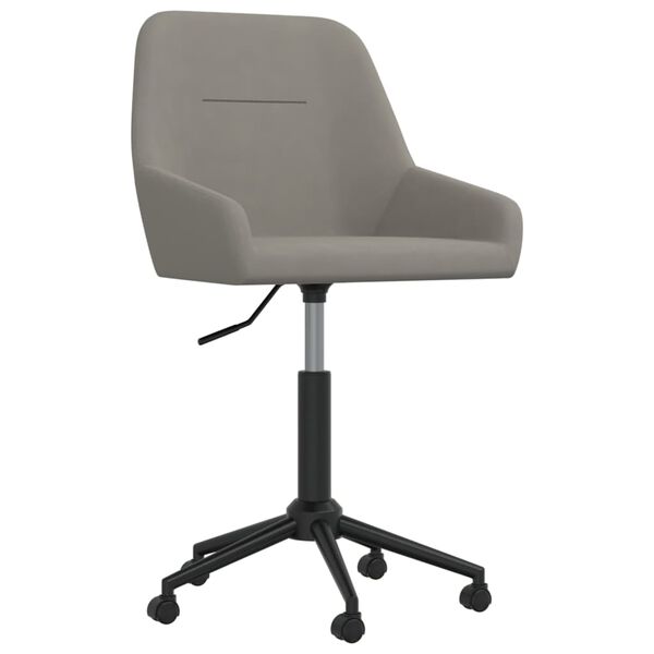 vidaXL Chaise pivotante de bureau Gris clair Velours