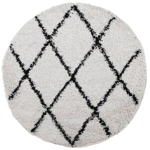 vidaXL Tapis shaggy à poils longs moderne crème et noir Ø 280 cm