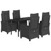 vidaXL Ensemble &agrave; manger de jardin coussins 5pcs Noir R&eacute;sine tress&eacute;e