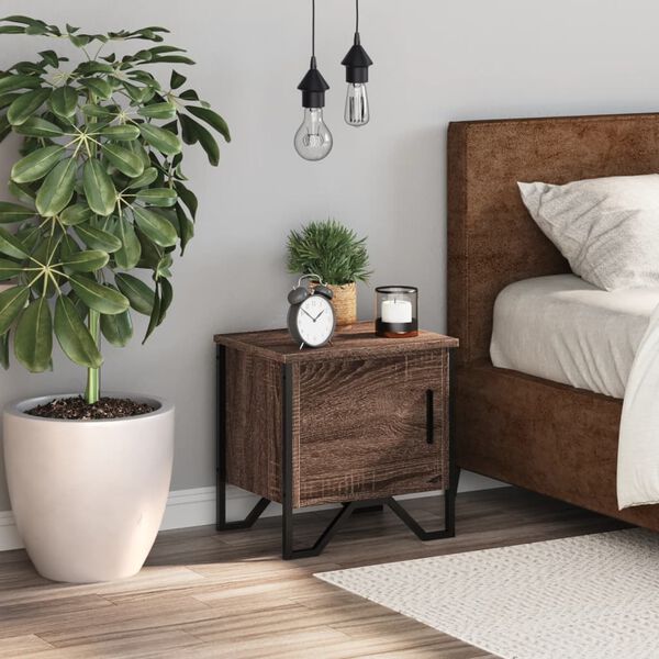 vidaXL Table de chevet ch&ecirc;ne marron 40x30x40 cm bois d'ing&eacute;nierie