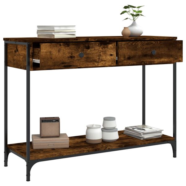 vidaXL Table console ch&ecirc;ne fum&eacute; 100x34,5x75 cm bois d'ing&eacute;nierie