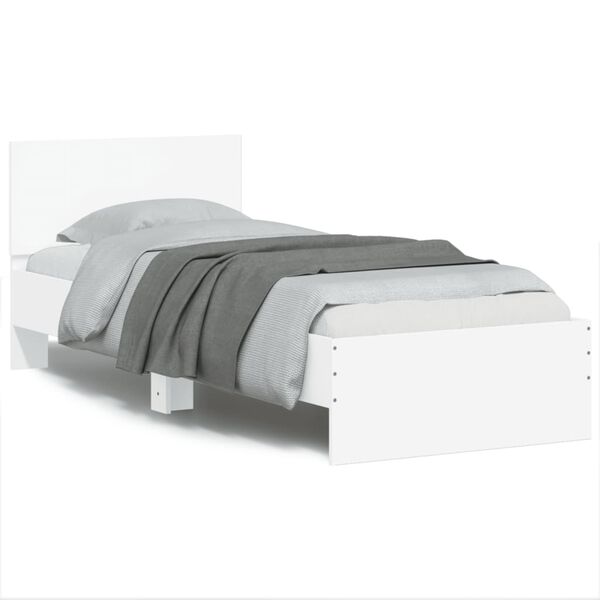 vidaXL Cadre de lit sans matelas avec lumières LED blanc 75x190 cm
