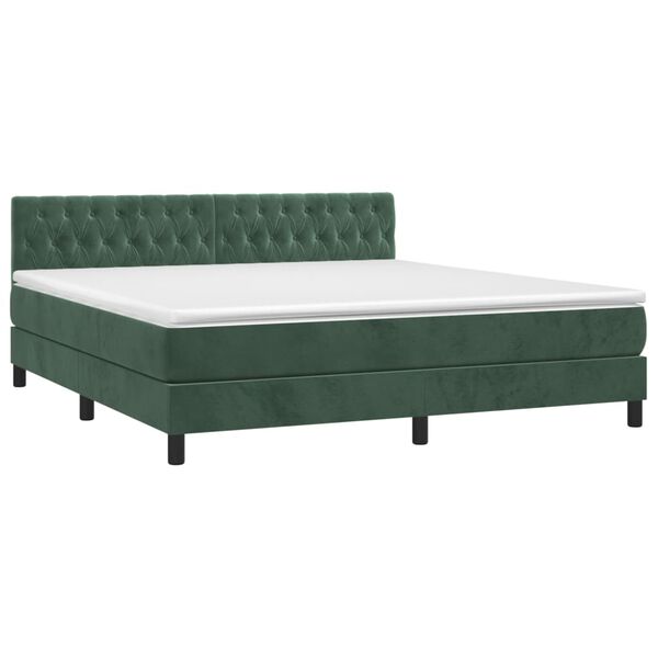 vidaXL Sommier &agrave; lattes de lit avec matelas LED Vert fonc&eacute; 160x200 cm