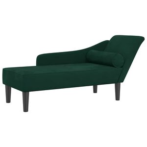 vidaXL Chaise longue avec coussins vert fonc&eacute; velours