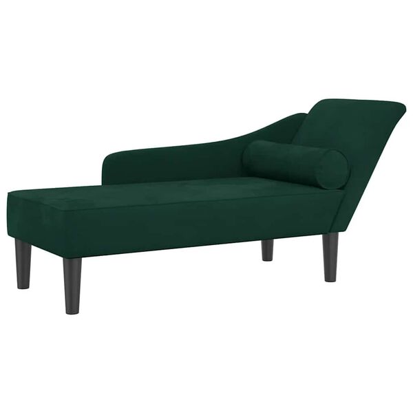 vidaXL Chaise longue avec coussins vert fonc&eacute; velours