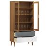 vidaXL Armoire &agrave; vitrine MOLDE Marron 90x35x175 cm Bois de pin massif