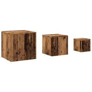 vidaXL Tables d'appoint 3 pcs vieux bois bois d'ing&eacute;nierie