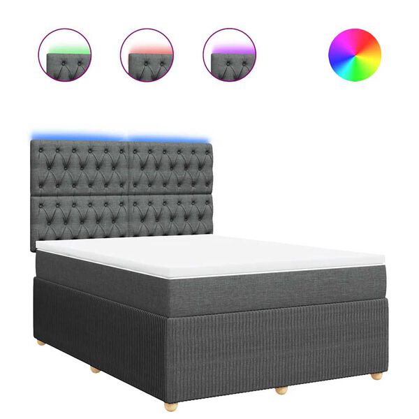 vidaXL Sommier &agrave; lattes de lit avec matelas Gris fonc&eacute; 160x200cm Tissu