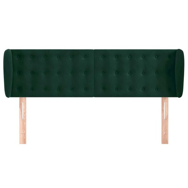 vidaXL T&ecirc;te de lit avec oreilles Vert fonc&eacute; 147x23x78/88 cm Velours