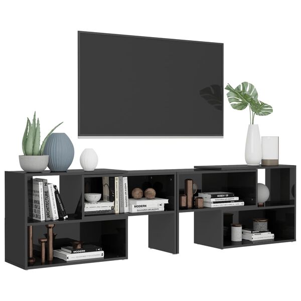 vidaXL Meuble TV Gris brillant 149x30x52 cm Bois d'ingénierie