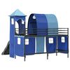 vidaXL Lit mezzanine pour enfants Noir et Bleu 99,5 x 190 cm M&eacute;tал