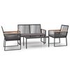 vidaXL Salon de jardin 4 pcs avec coussins Noir Acier