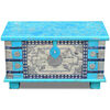 vidaXL Coffre de rangement Bois de manguier bleu 80 x 40 x 45 cm