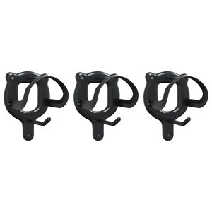 vidaXL Porte-brides 3 pcs mural noir fer