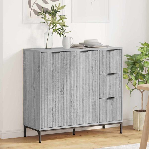 vidaXL Buffet Gris Sonoma 89,5 x 33 x 82 cm Bois d'ing&eacute;nierie