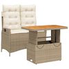 vidaXL Ensemble &agrave; manger de jardin et coussins 2 pcs beige poly rotin