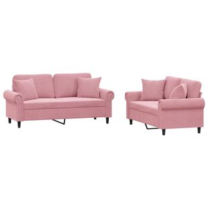 vidaXL Ensemble de canap&eacute;s 2 pcs avec coussins rose velours