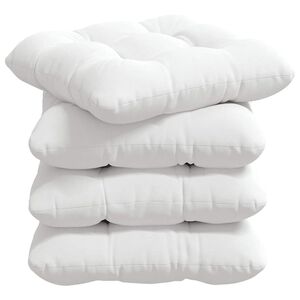 vidaXL Coussins de si&egrave;ge 4 pcs Blanc 45 x 45 x 12 cm tissu
