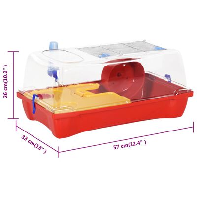 vidaXL Cage pour hamsters rouge 57x33x26 cm polypropylène