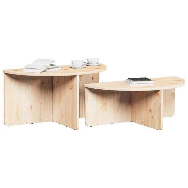 vidaXL Table basse 2 pcs Naturel Bois massif en pin