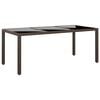 vidaXL Table de jardin 190x90x75 cm Verre tremp&eacute;/r&eacute;sine tress&eacute;e Marron