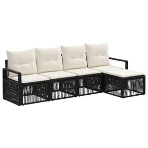 vidaXL Ensemble de canap&eacute; de jardin 4 pc 5 place Noir polyrotin