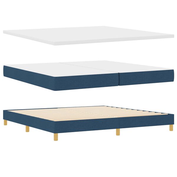 vidaXL Lit &agrave; ressorts avec matelas Bleu 200 x 200 cm tissu