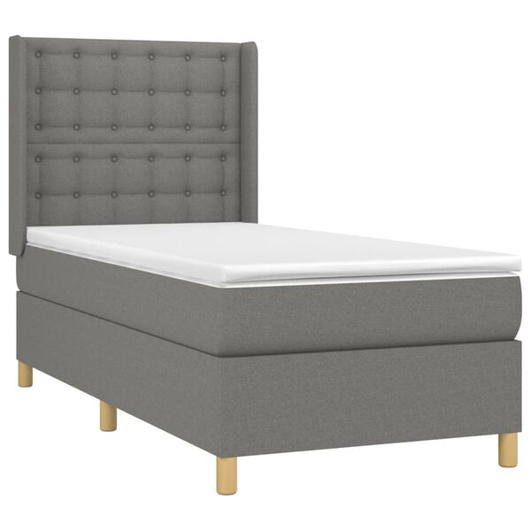 vidaXL Sommier &agrave; lattes de lit avec matelas Gris fonc&eacute; 80x200 cm Tissu
